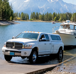 Light duty vehicle towing a boat